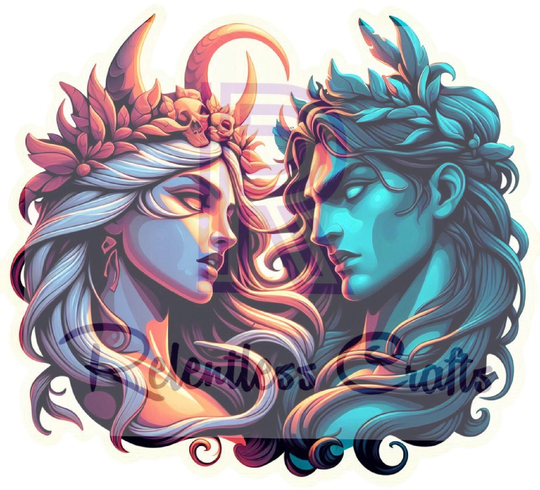 Divine Duality – Celestial God & Goddess Vinyl Sticker